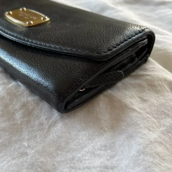 Michael Kors Jet Set Slim Flap Pebbled Leather Wallet Black - Picture 3 of 16